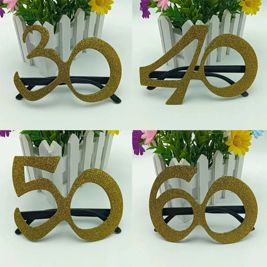 1Pcs Rose Gold 30 40 50 60 Year Old Plastic Glasses Birthday Photo Props Adult Happy Birthday Party Anniversary Decor Supplies